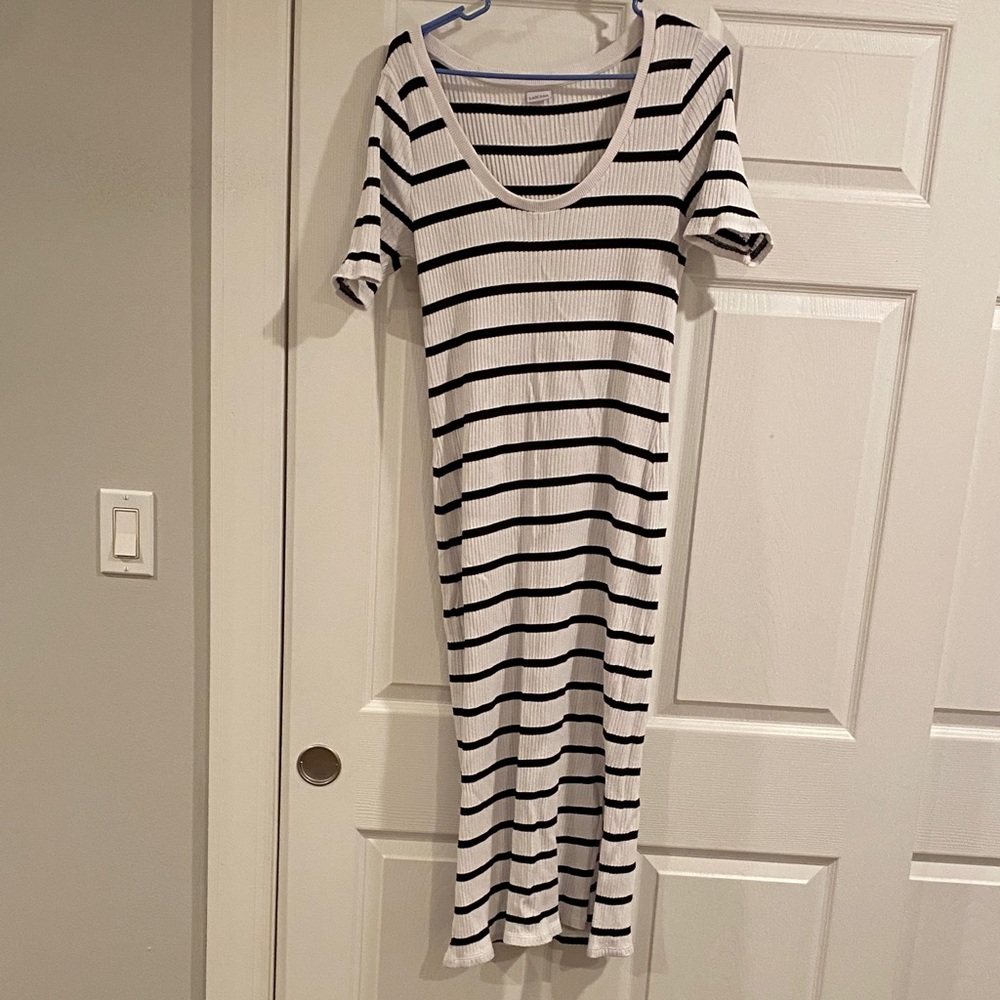 Chic Black and White Striped Dress